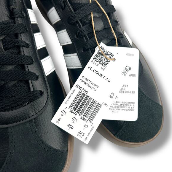 NEW Adidas Women's VL Court 3.0 Sneakers Size 8 Black Leather Low Top Casual - Picture 5 of 13